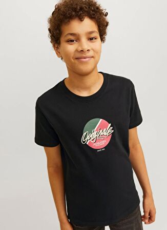 Jack & Jones Baskılı Siyah Erkek T-Shirt JORTAMPA FASTRUNNER1 TEE SS CREWNEC