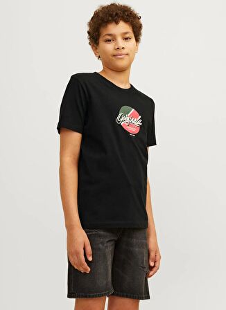Jack & Jones Baskılı Siyah Erkek T-Shirt JORTAMPA FASTRUNNER1 TEE SS CREWNEC