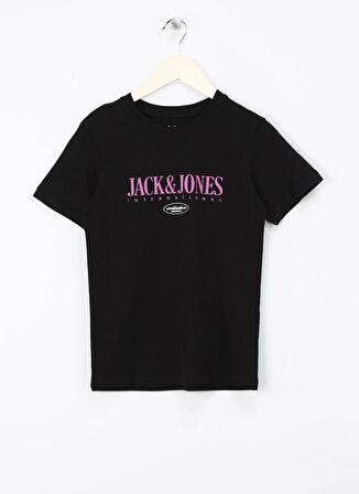 Jack & Jones Baskılı Siyah Erkek T-Shirt JORLUCCA FASTRUNNER1 TEE SS CREW JN