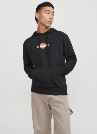 Jack & Jones Kapüşon Yaka Siyah Erkek Sweatshırt 12224001
