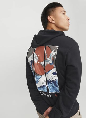 Jack & Jones Kapüşon Yaka Siyah Erkek Sweatshırt 12224001