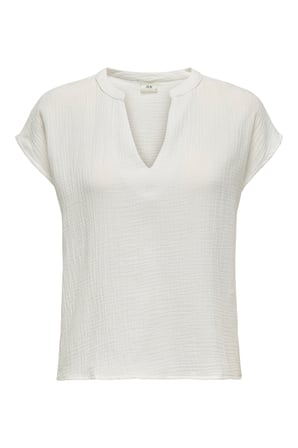 ONLY JDY JDY  Kadın Kısa Kollu Desenli Günlük Bluz Beyaz - 15317398