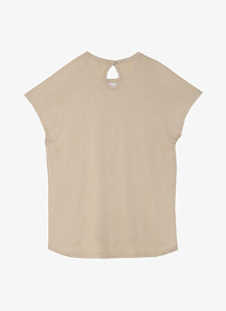 Only O Yaka Baskılı Bej Kadın T-Shirt ONLFLORA RES S/S ART FOIL TOP BOX J