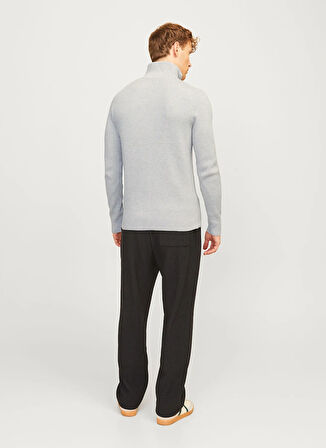 Jack & Jones Bisiklet Yaka A-Form Fit Gri Erkek Kazak 12257773_JJEPERFECT KNIT HALF ZIP S