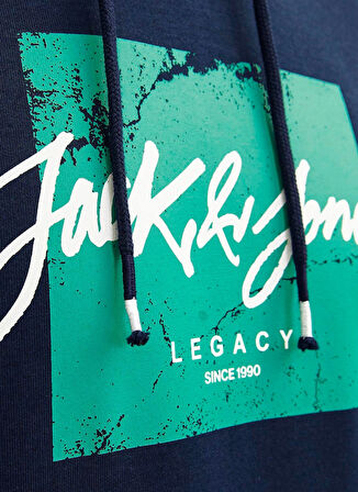 Jack & Jones Kapüşon Yaka Lacivert Erkek Sweatshırt JJTILEY SWEAT HOOD LN