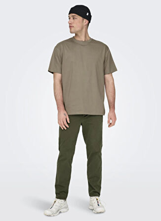 Only & Sons Yüksek Bel Normal Haki Erkek Chino Pantolon ONSLINUS TAPER 0183 PANT NOOS