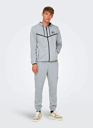 Only & Sons Kapüşon Yaka Açık Gri Erkek Sweatshırt ONSLIAM REG HOODIE TRACKSUIT NOOS