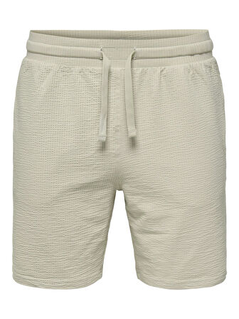 ONLY & SONS Erkek Seersucker Kumaş Rahat Kesim Şort -Ekru