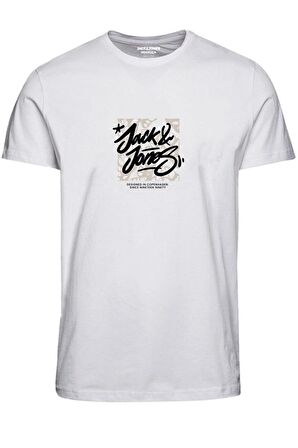 JACK&JONES JORSEQUOIA TEE SS CREW NECK 1 FST 12258061 BEYAZ