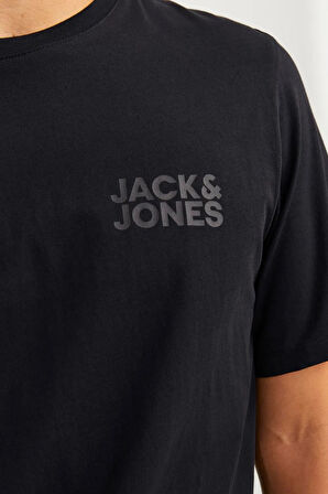 Jack & Jones Siyah Mini Logo Erkek Bisiklet Yaka T-shirt -12151955