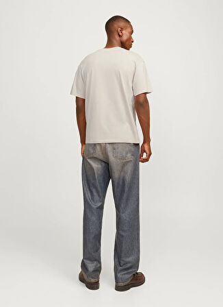 Jack & Jones Bisiklet Yaka Bej Erkek T-Shirt 12256589_JJELEGACY TEE SS O-NECK NO