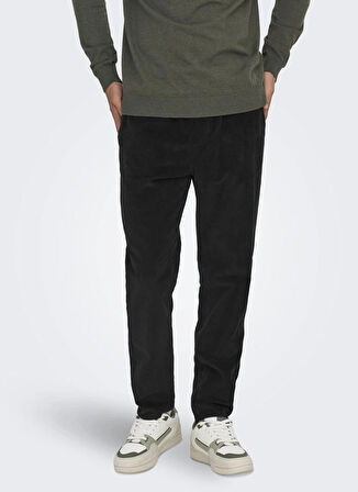 Only & Sons Normal Bel Normal Siyah Erkek Chino Pantolon ONSLINUS TAP CORDUROY 0185 PANT NOO