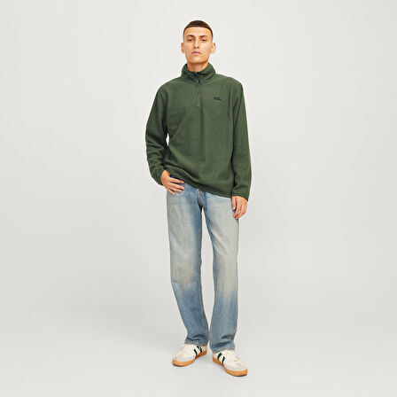 Jack Jones Quarter Zip Sweatshirt Corp Logo Polar Fleece