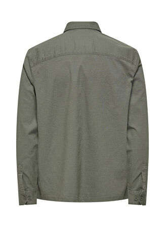 Only & Sons Normal Yeşil Düz Erkek Gömlek ONSHARPER RIPSTOP WORKER OVERSHIRT