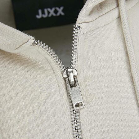 JJXX 12258450 Jxalfa Reg Ls Every Logo Zip Hood Swt Sn Bej