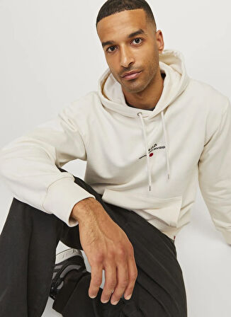 Jack & Jones Kapüşon Yaka Kırık Beyaz Erkek Sweatshırt 12259068_RDDBENJAMIN HOOD SWEAT L/S