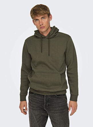 Only & Sons Kapüşon Yaka Koyu Kahve Erkek Sweatshırt ONSCERES HOODIE SWEAT NOOS