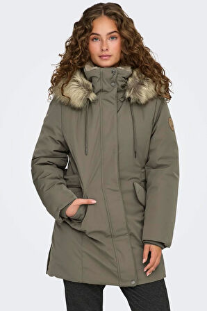 Only Kadın Suni Kürk Kapüşonlu Parka Mont - 15300627