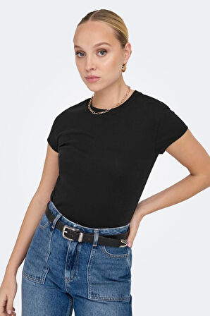 ONLELINA S/S O-NECK SHORT TOP JRS NOOS SİYAH