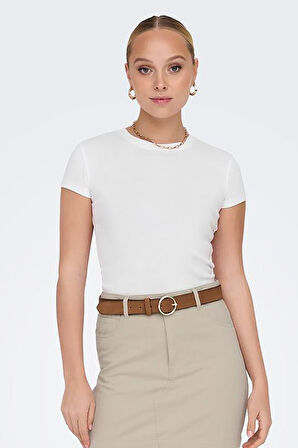 Only Kadın Elina Kadın Beyaz Basic T-shirt - 15320229-W