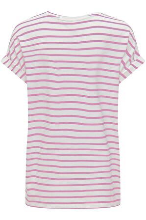 Only Kadın V Yaka Çizgili T-shirt - 15319825