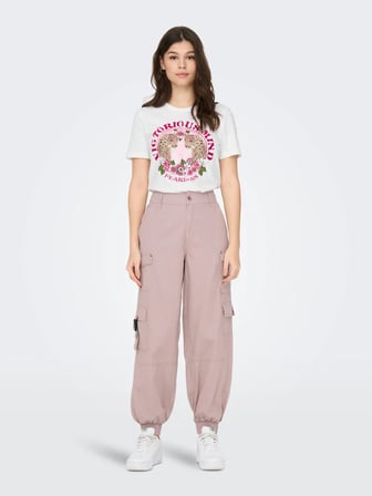 Only ONLLENNI LIFE REG S/S WILD TOP BOX JRS Beyaz Kadın T-Shirt 15290640