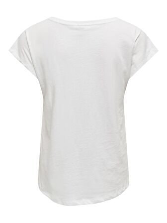 Only Kadın V-Yaka İşlemeli T-shirt - 15320529