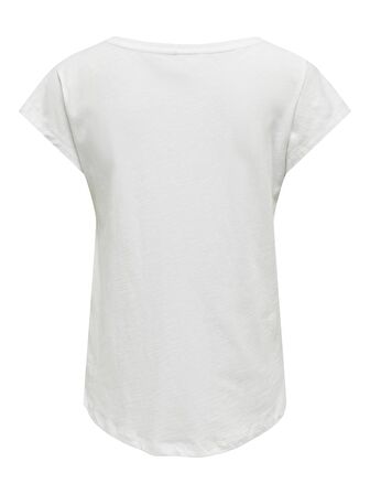 Only Kadın V-Yaka İşlemeli T-shirt - 15320529