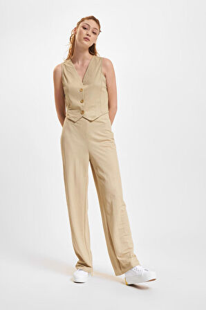 Only Kadın Onljany Yarı Bel Lastikli Pantolon 15319699 Bej