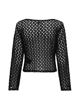 Only O Yaka Normal Transparan Siyah Kazak Kadin ONLLION L/S TOP JRS