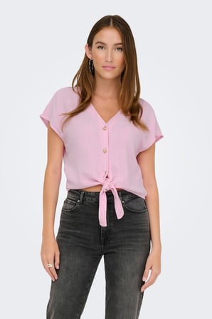 Only Onlsiesta Keten Karışımlı V Yaka Gömlek Bayan GÖMLEK 15322270 PEMBE