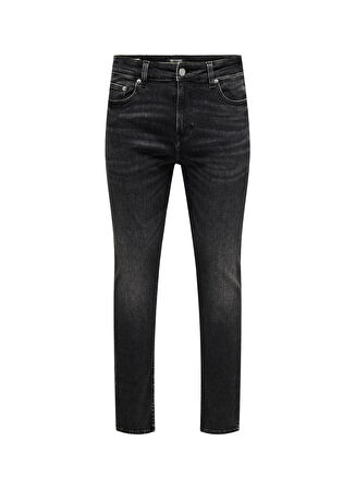 Only & Sons Normal Bel Dar Siyah Erkek Denim Pantolon ONSROPE SLIM-TAPE WB 0068 DIA DNM