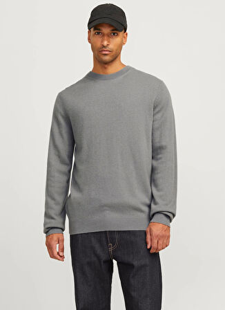 Jack & Jones Bisiklet Yaka Relaxed Gri Erkek Kazak 12257854_RDDBROOKS KNIT CREW NECK L