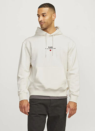 Jack & Jones Kapüşon Yaka Kırık Beyaz Erkek Sweatshırt 12259068_RDDBENJAMIN HOOD SWEAT L/S