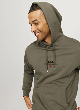 Jack & Jones Kapüşon Yaka Haki Erkek Sweatshırt 12259068_RDDBENJAMIN HOOD SWEAT L/S