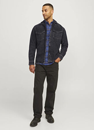 Jack & Jones Relaxed Siyah Erkek Denim Gömlek 12258857_RDDROB OVERSHIRT RI 329 SN