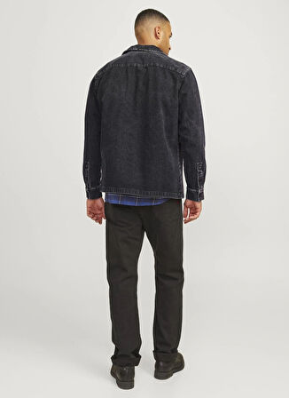 Jack & Jones Relaxed Siyah Erkek Denim Gömlek 12258857_RDDROB OVERSHIRT RI 329 SN