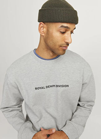 Jack & Jones Düz Yaka Gri Melanj Erkek Sweatshırt 12259149_RDDRYDER SWEAT CREW NECK S