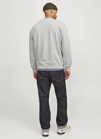 Jack & Jones Düz Yaka Gri Melanj Erkek Sweatshırt 12259149_RDDRYDER SWEAT CREW NECK S