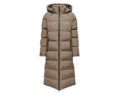 Only Onlpaula Premium Puffer Kadın Günlük Mont 15326655-WALNUT Krem