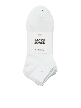 Jack & Jones 3lü Beyaz Siyah Pamuklu Çorap-12260079