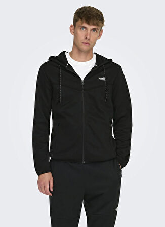 Only & Sons Kapüşon Yaka Siyah Erkek Sweatshırt ONSLIAM REG HOODIE TRACKSUIT NOOS
