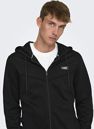 Only & Sons Kapüşon Yaka Siyah Erkek Sweatshırt ONSLIAM REG HOODIE TRACKSUIT NOOS