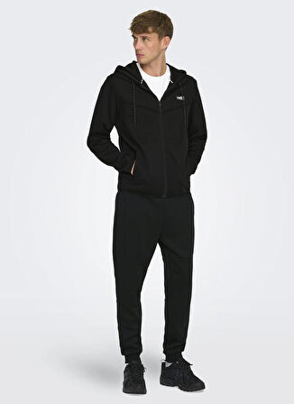 Only & Sons Kapüşon Yaka Siyah Erkek Sweatshırt ONSLIAM REG HOODIE TRACKSUIT NOOS