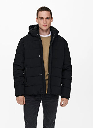 Only & Sons Siyah Erkek Mont ONSMARVIN LIFE PUFFER JACKET OTW