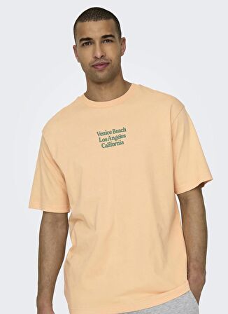 Only & Sons O Yaka Baskılı Pudra Erkek T-Shirt ONSKENNY RLX TEXT SS TEE
