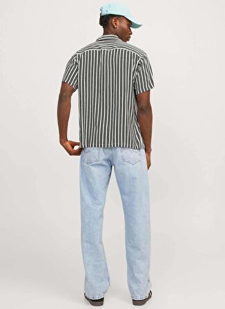 Jack & Jones Relaxed Siyah Erkek Gömlek JORLUKE ARUBA RESORT SHIRT SS