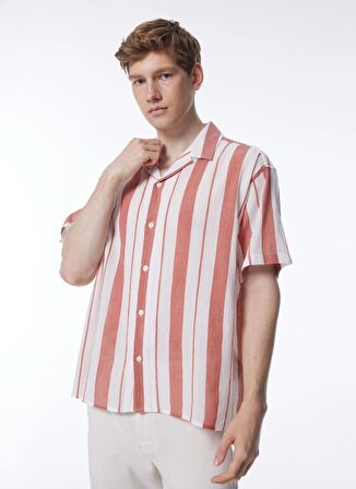 Jack & Jones Relaxed Mercan Erkek Gömlek JORLUKE CREPE RESORT STRIPE SHIRT S