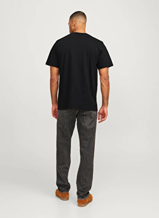 Jack & Jones Düz Yaka Siyah Erkek T-Shirt 12254551_RDDROAD CREW NECK TEE S/S