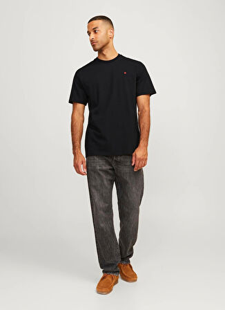 Jack & Jones Düz Yaka Siyah Erkek T-Shirt 12254551_RDDROAD CREW NECK TEE S/S